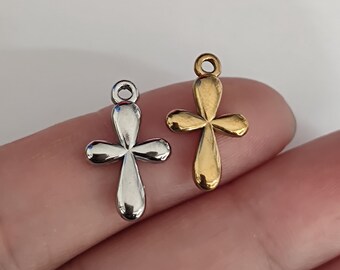 Stainless Steel Cross Charm - PVD Plated Cross Pendant