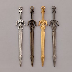 Sword Charm Antique Silver Tone For Jewelry Making
