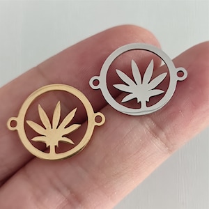 Marijuana Leaf Connector Cannabis Charm Stainless Steel