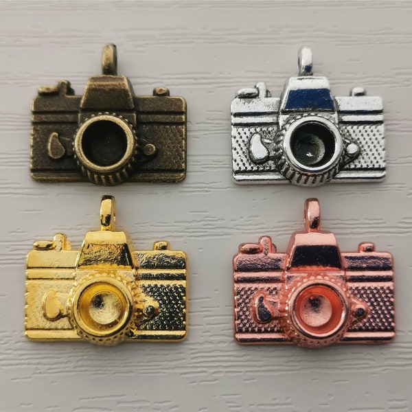 Bulk Camera Charm Set, Antique Silver Camera Pendant, Gold Tone Camera Charm, Wholesale Necklace Keychain Bracelet Small Charm