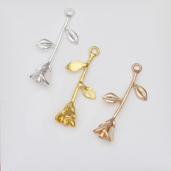 Rose Flower Pendant For Jewelry Making 10PCS