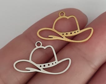 Cowgirl Hat Charm - Stainless Steel Cowboy Pendant