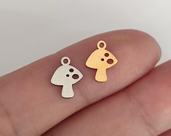 Tiny Mushroom Charm - Stainless Steel Plant Pendant