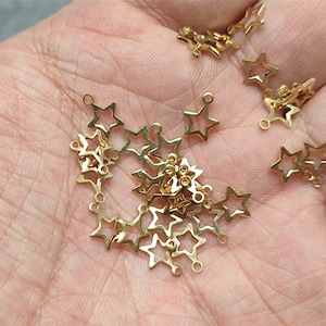 Tiny Star Charm Raw Brass For Jewelry Making