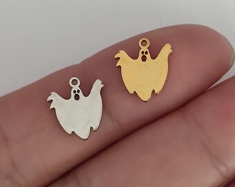 Tiny Ghost Charm - Stainless Steel Halloween Pendant