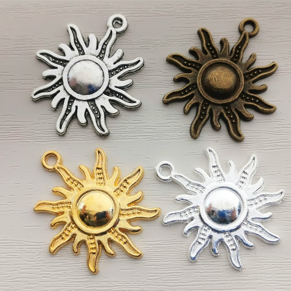 Sun Charm Antique Silver Tone