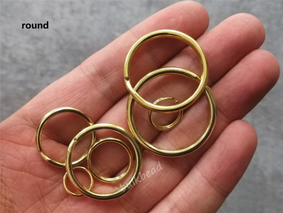 Round Solid Brass Split Key Ring, Brass Split Keyring, Brass Split Ring,  35mm 32mm 30mm 28mm 25mm 20mm Round Keychain Ring Set