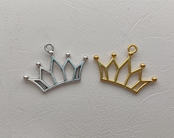 Free Ship 200 pieces gold plated crown charms 22x19mm B2471 