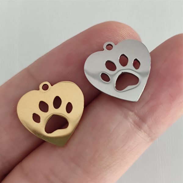 Love Paw Print Charm Stainless Steel For Jewelry Making