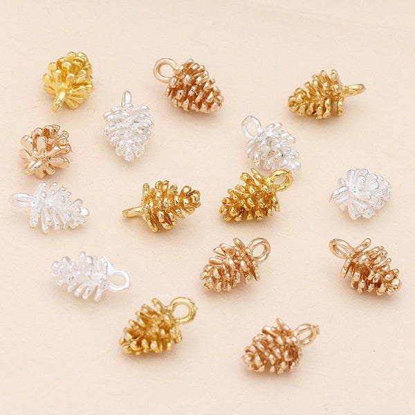 Pine Cone Charm Bulk, Acorn Charm Set, Nut Charm Lot, Pine Cone Pendant, Tiny Charm Necklace Bracelet Keychain