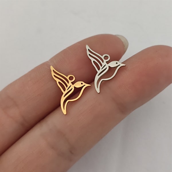 Hummingbird Charm Gold Plated Stainless Steel For Jewelry Making