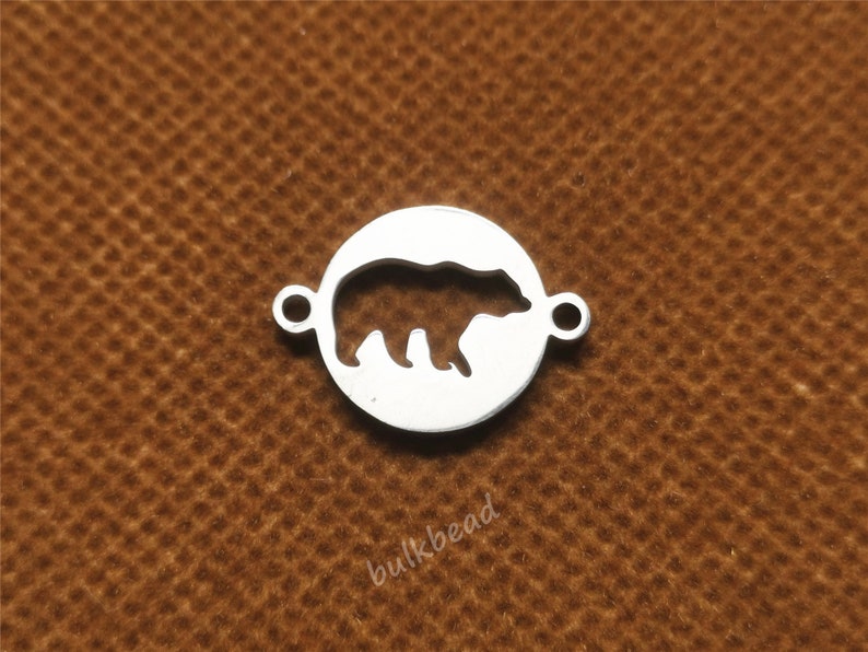 Stainless Steel Bear Connector Titanium Bear Connector Small Animal Necklace Bracelet Earring Connector lc290 Bulk Bear Connector Set