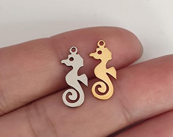 Small Seahorse Charm - Stainless Steel Animal Pendant