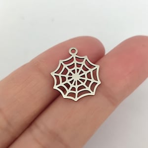 Spider Web Charm Gold Plated Stainless Steel
