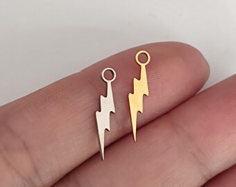 Small Lightning Charm - Stainless Steel Flash Pendant
