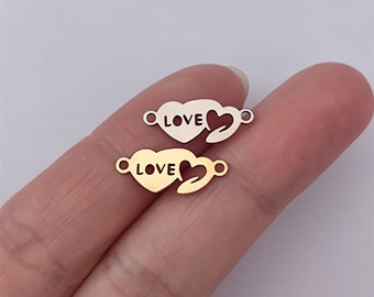 Love Heart Charm Stainless Steel For Jewelry Making