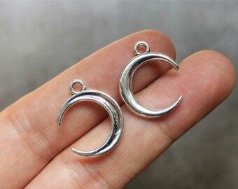 Crescent Moon Charm  Antique Silver Tone For Jewelry Making 50PCS