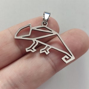 Hollow Chameleon Pendant Stainless Steel For Necklace