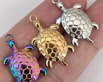 Tortoise Charm Rainbow Metal Stainless Steel