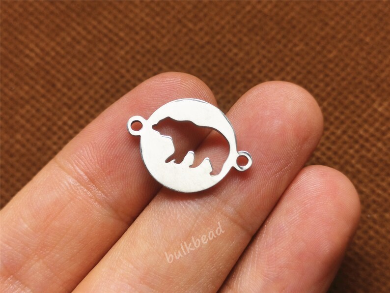 Stainless Steel Bear Connector Titanium Bear Connector Small Animal Necklace Bracelet Earring Connector lc290 Bulk Bear Connector Set