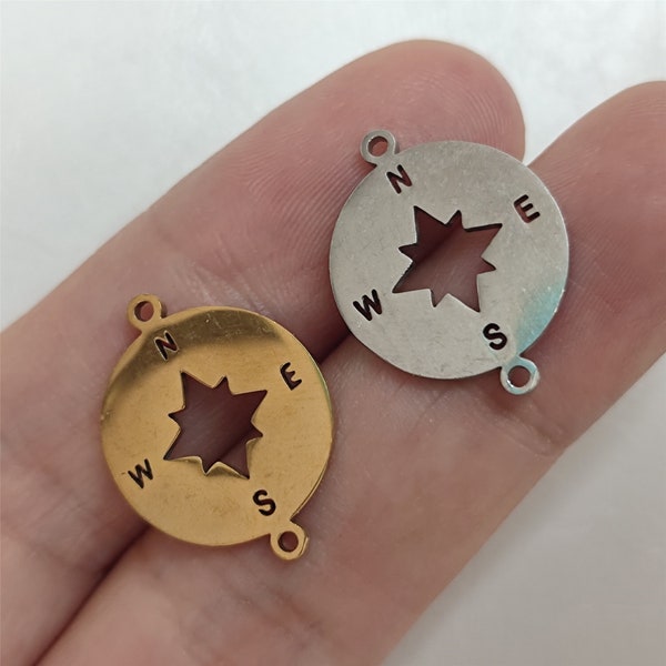 Stainless Steel Compass Charm Connector For Jewelry Making