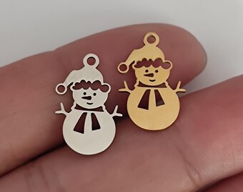 Snow Man Charm - Stainless Steel Christmas Pendant