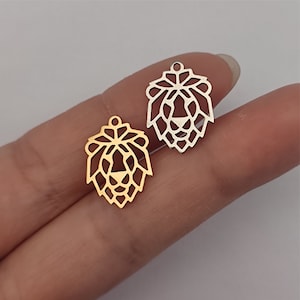 Hollow Lion Head Charm Gold Plated Stainless Steel