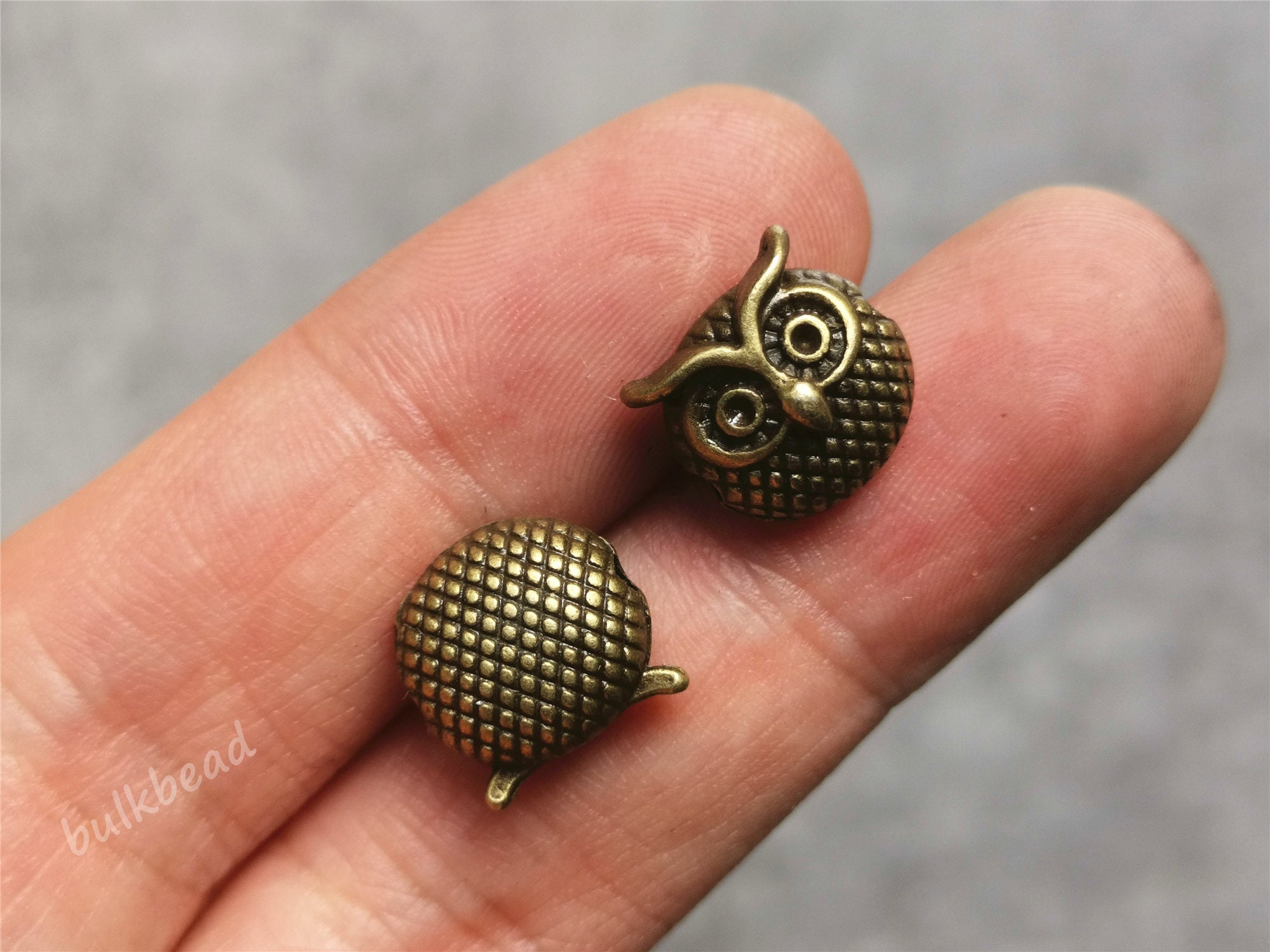 Owl Beads Bulk Antique Silver Owl Beads Set Antique Bronze | Etsy