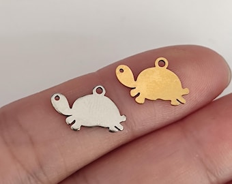 Tiny Tortoise Charm - Stainless Steel Animal Pendant