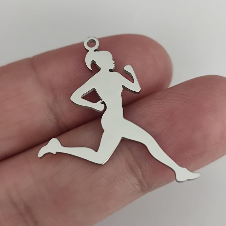 Runner Charm - Stainless Steel Sports Pendant - Etsy