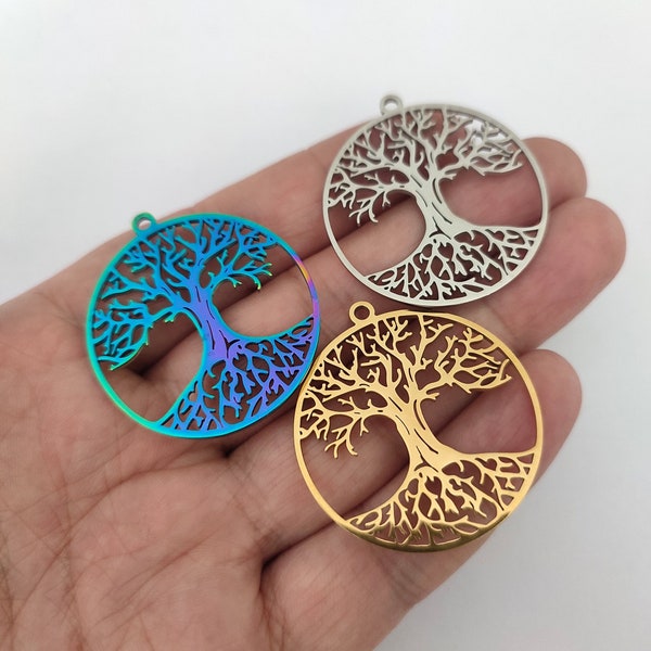 Tree Of Life Charm Rainbow Metal Stainless Steel