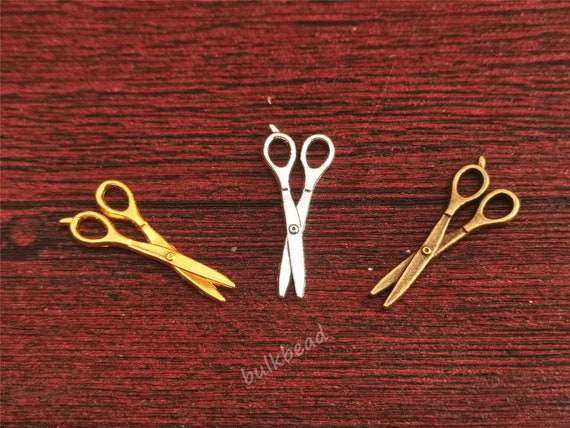Scissor Charm Bulk, Scissors Pendant Set, Antique Silver Sewing Charm Wholesale, Small Necklace Keychain Charm SC880