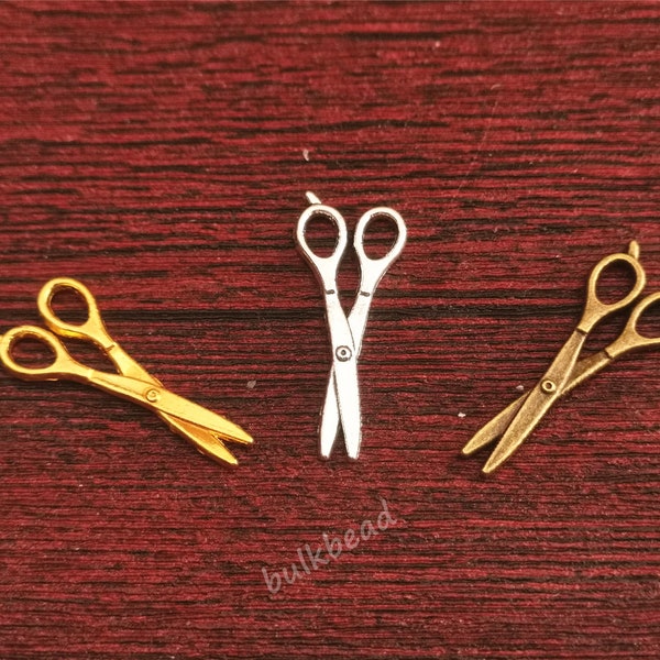 Scissor Charm Bulk, Ciseaux Pendentif Ensemble, Antique Silver Sewing Charm Wholesale, Small Necklace Keychain Charm sc880