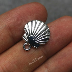 Shell Charm Antique Silver Tone For Jewelry Making 40PCS