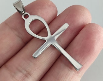 Pendentif Croix Ankh Acier Inoxydable Pour Collier