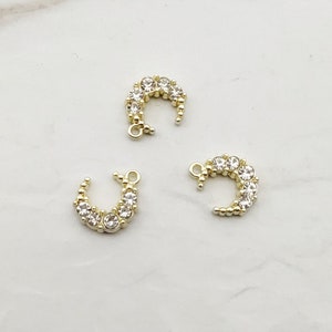 Halbmond Anhänger mit Strass-Licht Gold-Ton