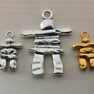 Bulk Inukshuk Charm Set, Antique Silver Inukshuk Pendant, Tibetan Silver Stone Man Charm, Wholesale People Necklace Keychain Charm
