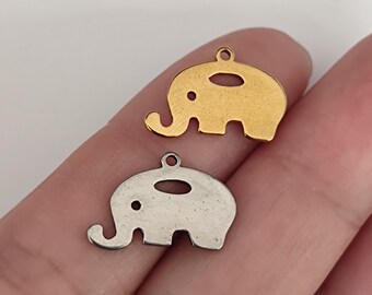 Tiny Elephant Bone Charm - Stainless Steel Animal Pendant