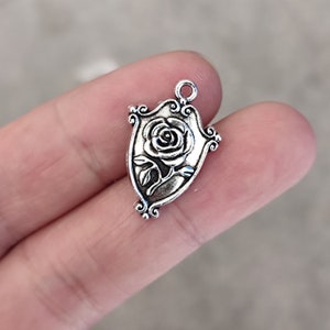 Antique Silver Rose Flower Charm Wholesale, DIY Craft for Necklace Bracelet Earring Keychain