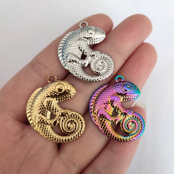 Chameleon Charm Rainbow Metal Stainless Steel One Side