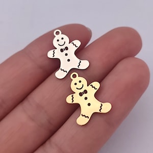 Gingerbread Cookie Charm Gold Plated Stainless Steel