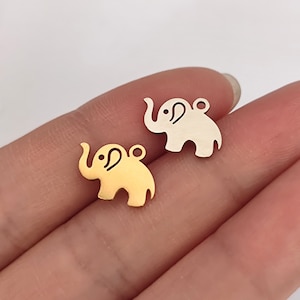 Tiny Elephant Charm Gold Plated Stainless Steel