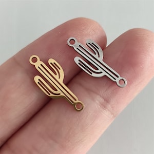Cactus Connector Plant Charm Stainless Steel