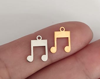 Tiny Music Note Charm - Stainless Steel Musical Pendant