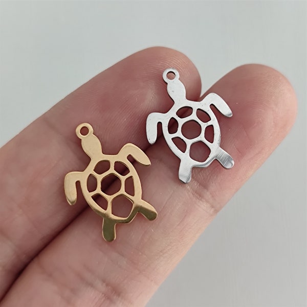 Abalorio de animal marino de tortuga de acero inoxidable para fabricación de joyas