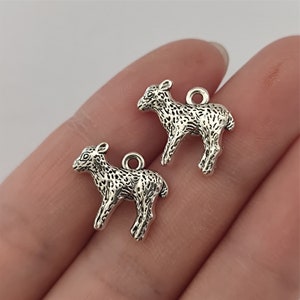 Little Lamb Charm Antique Silver Tone For Jewelry Making