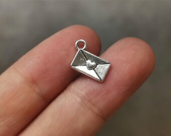 Envelope Charm Antique Silver Bulk, Wholesale Made With Love Charm, Necklace Keychain Bracelet Tiny Charm Lot 100PCS