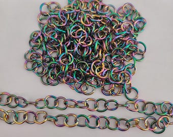100PCS Rainbow Metal Stainless Steel Jump Ring Wholesale Vacuum Plating