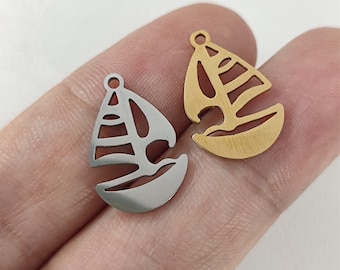 Sailboat Sailing Boat Charm Stainless Steel For Jewelry Making