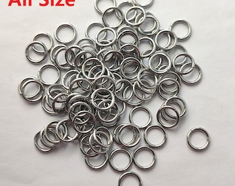 May include: A pile of silver jump rings, a type of jewelry finding, on a white background. The text "All Size" is visible in the top left corner of the image.
